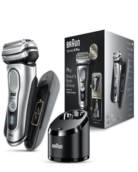 Photo 1 of Braun Electric Razor for Men, Waterproof Foil Shaver, Series 9 Pro 9477cc, Wet & Dry Shave, with Portable Charging Case, ProLift Beard Trimmer with Clean & Renew Refill Cartridges, 6 Count, Pack of 1 9477cc Shaver w/ 6ct Clean Carts