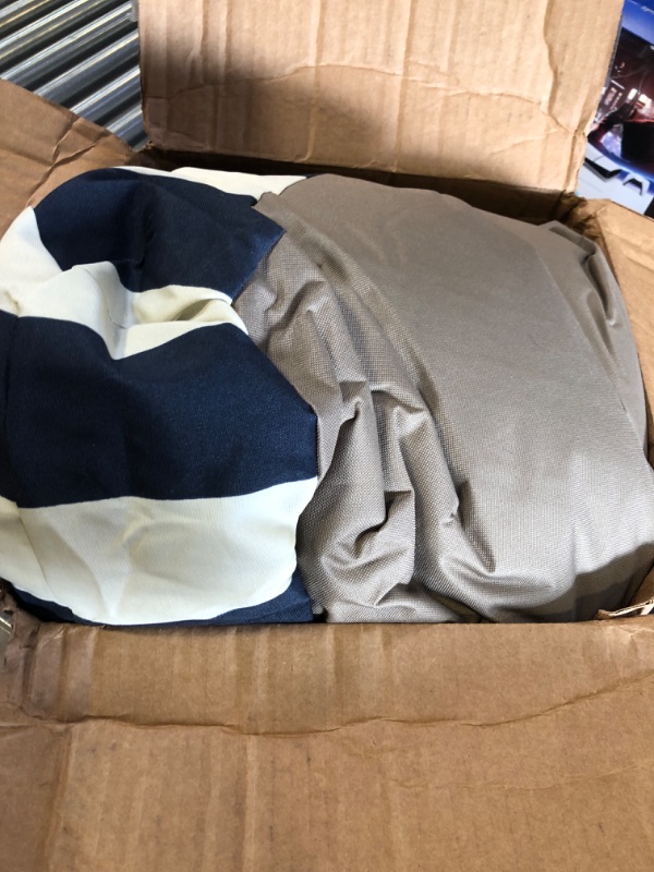 Photo 2 of Majestic Pet Vertical Stripe Rectangle Dog Bed, Navy Blue, Large Navy Blue Large
