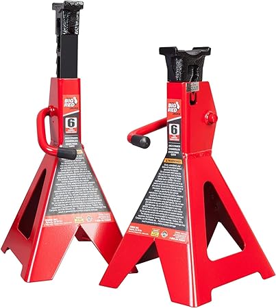 Photo 1 of BIG RED AT46002R Torin Steel Jack Stands: 6 Ton (12,000 lb) Capacity, Red, 1 Pair
