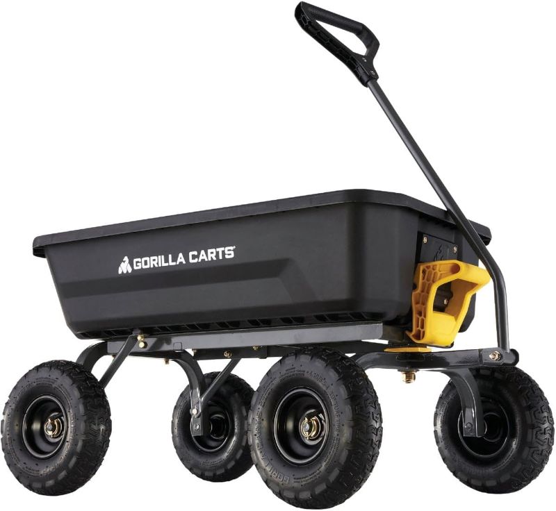 Photo 1 of Gorilla Carts 4GCG-NF Poly Dump Cart with No-Flat Tires 4 cu ft 600 lb Capacity Black
