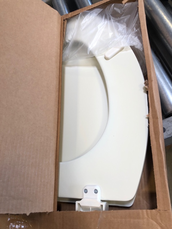 Photo 1 of Bemis 1500EC 346 Toilet Seat with Easy Clean & Change Hinges, Elongated, Durable Enameled Wood, Biscuit/Linen Biscuit/Linen Elongated