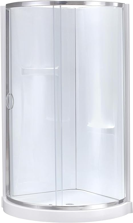 Photo 1 of OVE Decors Breeze 36 in. Corner Shower Sliding Door, With Included Walls and Base, Clear Glass and Chrome Finish
