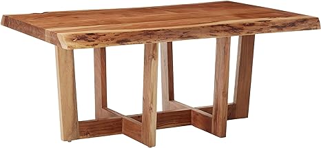 Photo 1 of Berkshire 42 in. Natural Large Rectangle Wood Top Coffee Table with Live Edge
