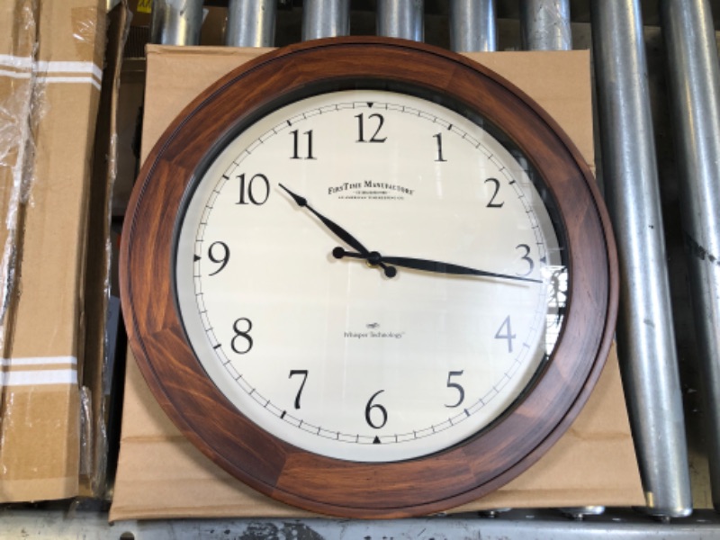 Photo 1 of 16 in. Wood Walnut Garrison Wall Clock