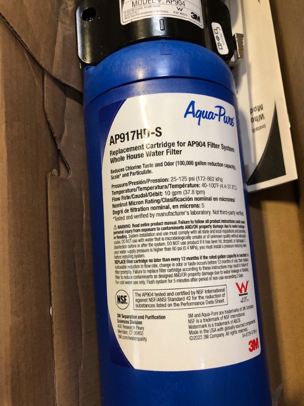 Photo 5 of 3M Aqua-Pure Whole House Sanitary Quick Change Water Filter System AP904, Reduces Sediment, Chlorine Taste and Odor, and Scale Water Filtration System Water Filter