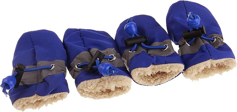 Photo 1 of Cute Soft Anti-Slip Walking Shoes for Dog, Winter Thicken Fleece Drawstring Booties for Cats, Pets Socks for Indoor, Floor Label 7
 