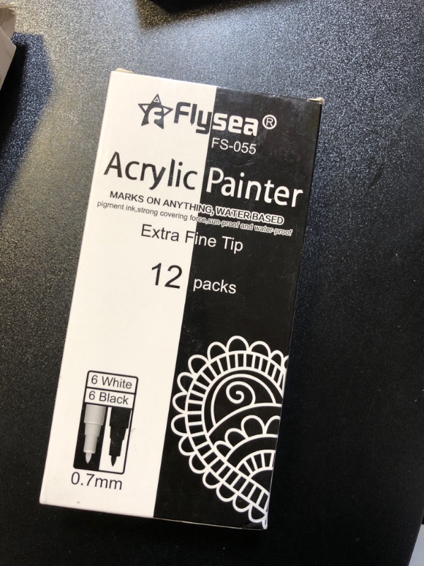 Photo 2 of  Acrylic Paint Pens Black and White  Extra Fine for Rock Painting, Stone, Ceramic,Glass, Wood, Tire, Paper, Blackboard, Fabric, Metal, Canvas,Paper,DIY Art 