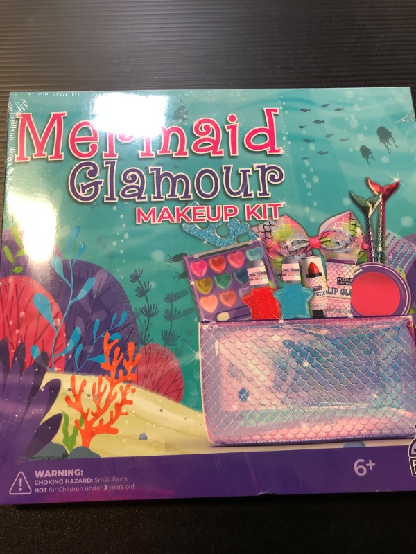 Photo 2 of Kids Makeup Kit for Girls Ages 5-12 - Real Mermaid Makeup for Kids, Mermaid Gifts for Girls 5-12, Makeup Sets for Girls 5 6 7 8 9 10 11 12 Years Old, 5-12 Year Old Girl Gift Make Up Toy