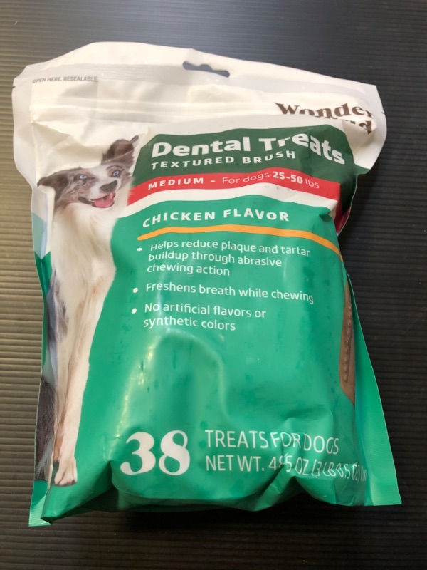 Photo 2 of Exp 7/24 Amazon Brand - Wonder Bound Chicken Flavor Dental Treats, Medium, 38 Count Medium Dogs (25 - 50 lbs) Chicken 48.5 Ounces