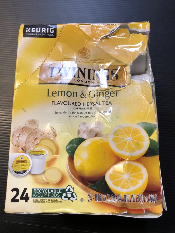 Photo 2 of Twinings Lemon & Ginger Herbal Tea K-Cup Pods for Keurig, Naturally Caffeine Free Tea, 24 Count (Pack of 1), Enjoy Hot or Iced Lemon & Ginger 24 Count (Pack of 1)