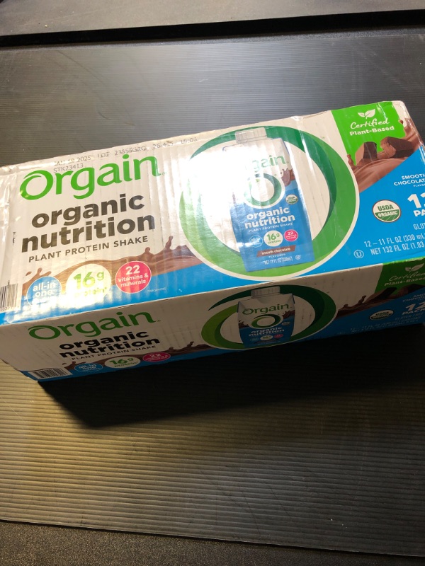 Photo 2 of Exp 1/25 Orgain High Protein Vegan Nutritional Shake, Smooth Chocolate - 12 pack, 11 fl oz cartons