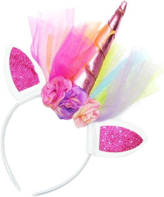 Photo 1 of LEECCO Colorful Unicorn Fashion Headband Girl Birthday Crown Headpiece Party Decoration
