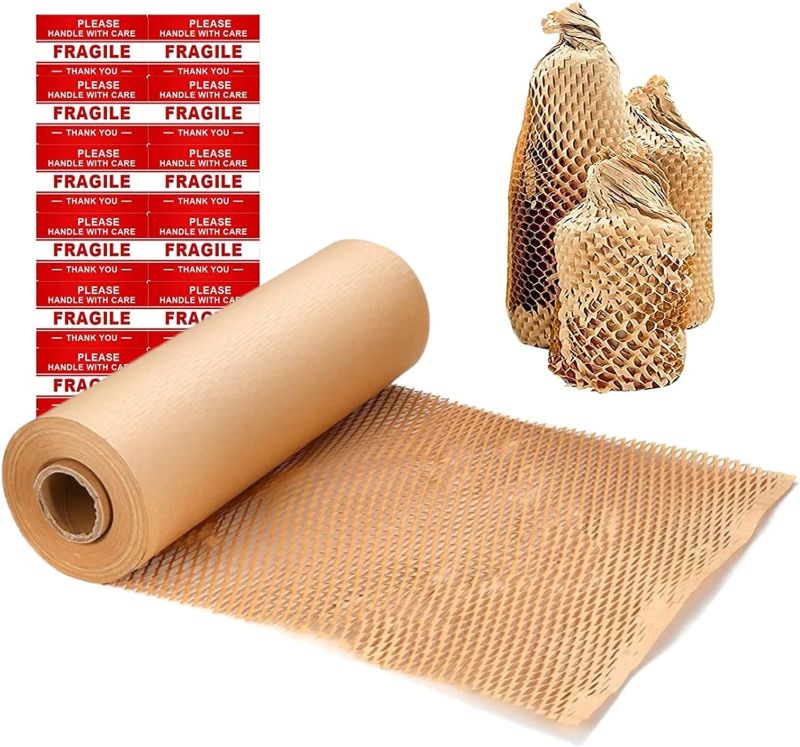 Photo 1 of Packing Paper for Moving, Recyclable Biodegradable Cushioning Packing Material Honeycomb Wrapping Paper Roll 