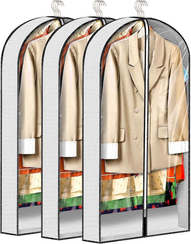 Photo 1 of 3-Piece Garment Bags for Hanging Clothes, 60-inch Transparent Dress Bags for Long Gowns Long,Suitable for Suits,Dresses
 