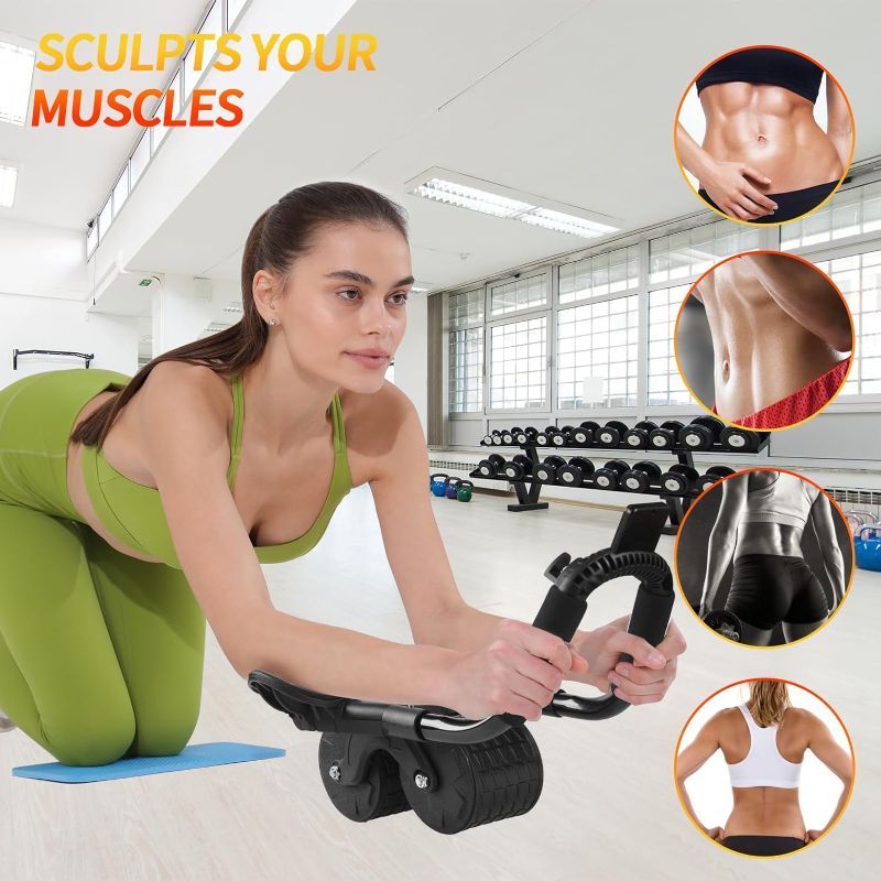 Photo 1 of Roller Wheel?with Timer Automatic Rebound Abdominal Wheel?Elbow Support Abs Roller Wheel Core Exercise Equipment