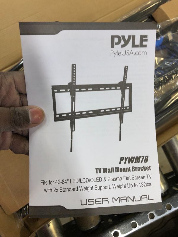 Photo 2 of Pyle Tilting Wall Mount TV Bracket - Heavy Duty Universal Flat Screen TV Wall Mount - Mounts 42-84" LED/LOLED & Plasma TV Flat Screens - Large Tilt, VESA Mounting, 132 lbs Weight Capacity PYWM78