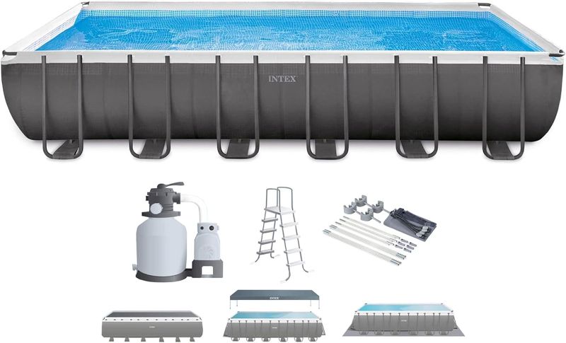 Photo 1 of Intex Ultra XTR Frame 24' x 12' x 52" Above Ground Swimming Pool Set with Sand Filter Pump, Pool Cover, Ladder, and Protective Sun Canopy Attachment - SOLD AS SET 
