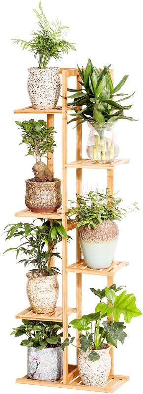 Photo 1 of Bamboo 6 Tier 7 Potted Plant Stand Rack Multiple Flower Pot Holder Shelf Indoor Outdoor Planter Display Shelving Unit for Patio Garden Corner Balcony Living Room
