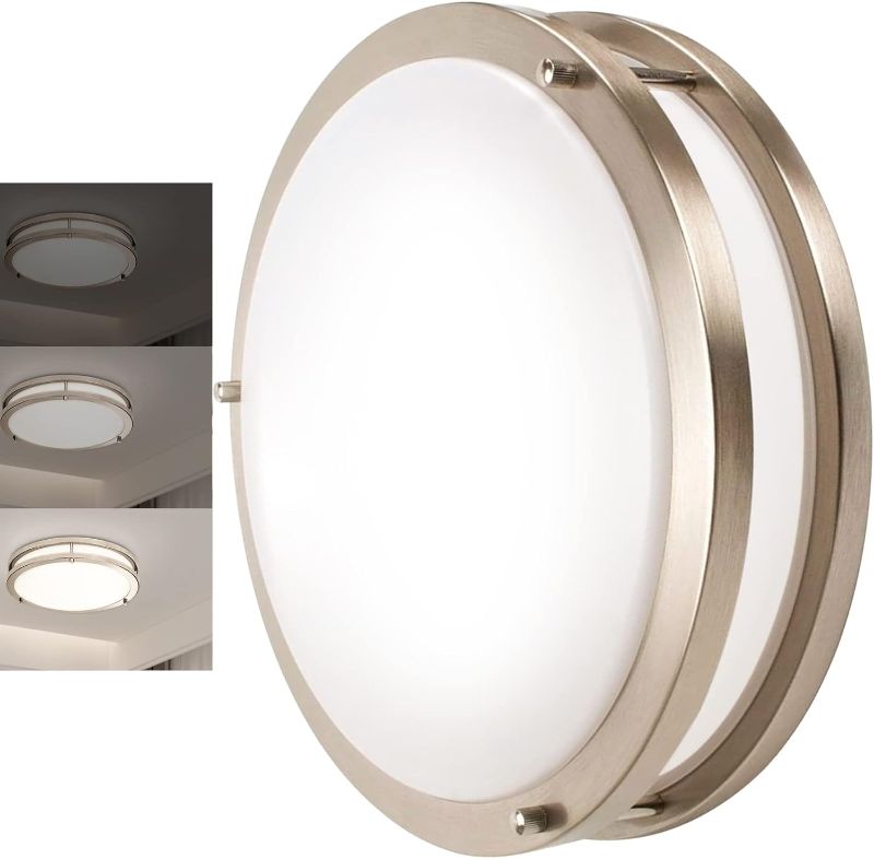 Photo 1 of 36W LED Ceiling Light Fixture Brushed Nickel, 13 Inch Flush Mount Light Fixtures Adjustable Brightness, Ceiling Lamp for Bedroom Kitchen Bathroom Hallway Super Bright, 5000K Daylight White
