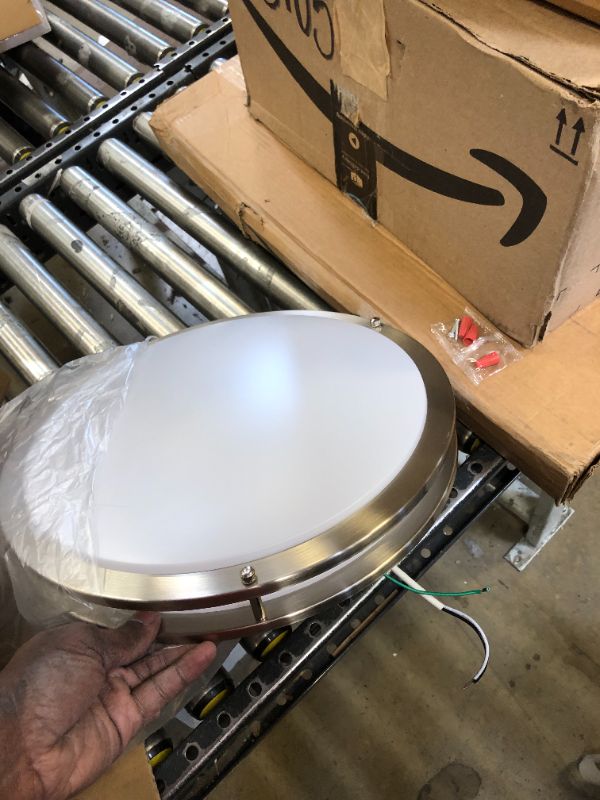 Photo 2 of 36W LED Ceiling Light Fixture Brushed Nickel, 13 Inch Flush Mount Light Fixtures Adjustable Brightness, Ceiling Lamp for Bedroom Kitchen Bathroom Hallway Super Bright, 5000K Daylight White
