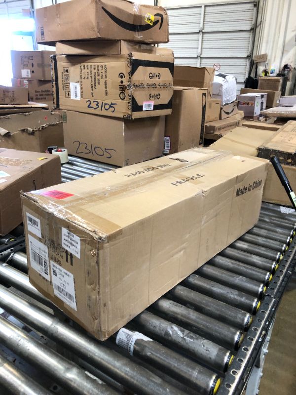 Photo 1 of Lingkai Kitchen Island Lighting, 32 Inch 5 Light Farmhouse Linear Chandelier Dining Room Pool Table Pendant Light Fixtures, Rustic Wood Grain Finish