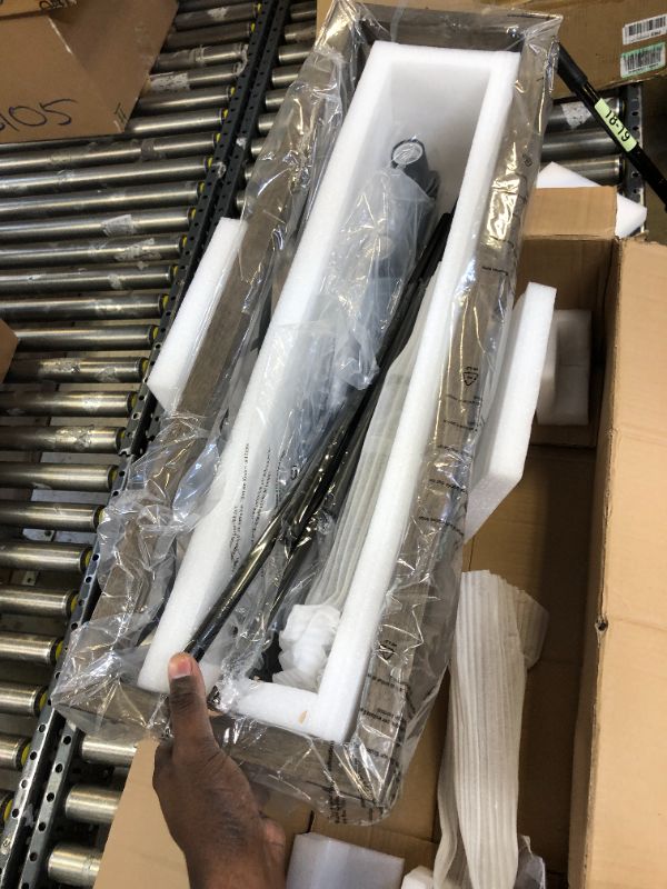 Photo 1 of Lingkai Kitchen Island Lighting, 32 Inch 5 Light Farmhouse Linear Chandelier Dining Room Pool Table Pendant Light Fixtures, Rustic Wood Grain Finish