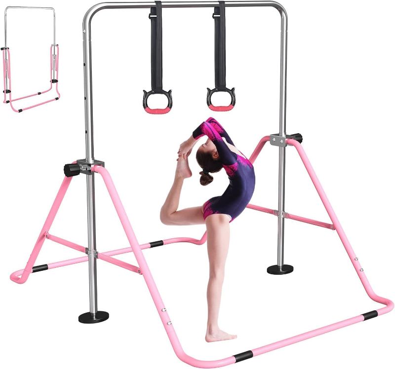 Photo 1 of **MISSING PARTS, FOR PARTS ONLY** FBSPORT Gymnastics Bar for Kids with Rings?Adjustable Height Gymnastic Horizontal Bars,Junior Training Bar Children Folding Training Monkey Bars for Home Using
