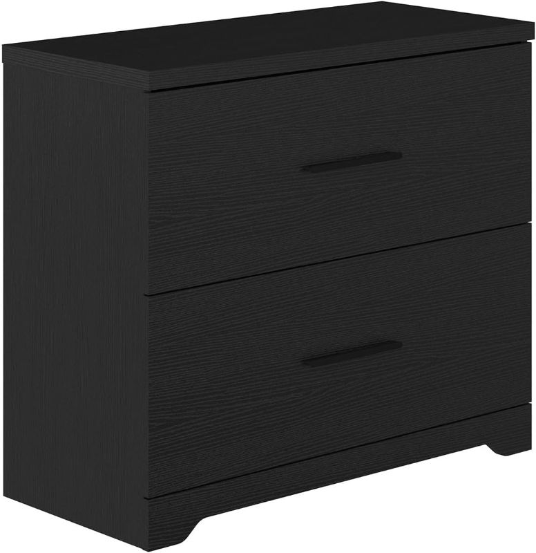 Photo 1 of 2-Drawer Wood Lateral File Cabinet, Filing Cabinets Anti-Tilt Mechanism for Home Office Storage Organization, Accommodates Letter/A4/Legal Size, New Heightened Drawer Design Home Office (Black)
