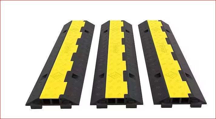 Photo 1 of 11000 lbs. Per Axle Capacity Driveway Rubber Traffic Speed Bumps Cable Protector Wire Cord Ramp 2 Channel (2-Pieces)
