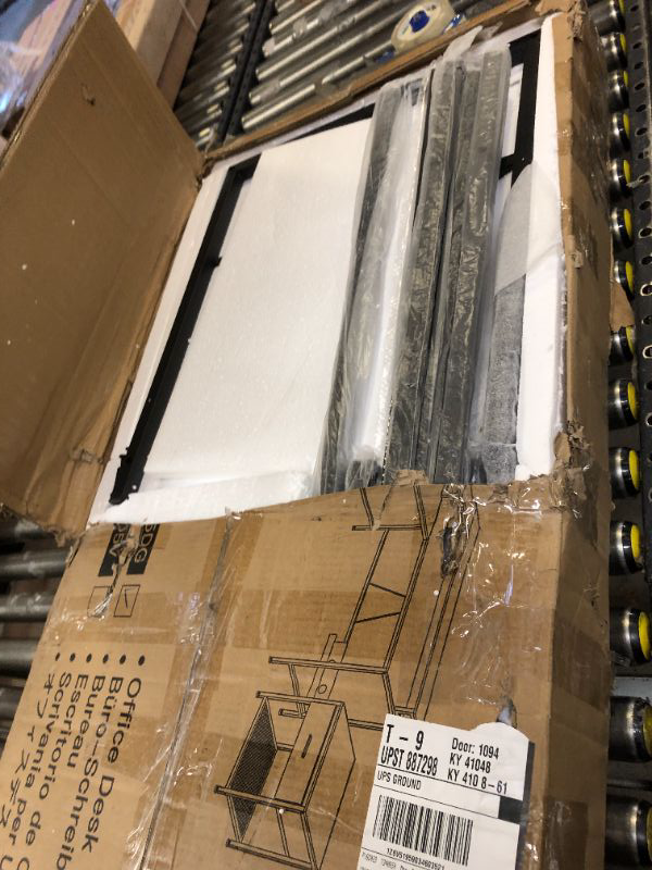 Photo 1 of Marsail L Shaped Computer Desk with Monitor Raiser & Printer Stand, Home Office Corner Desk with Power Outlets & LED Light, Ergonomic Gaming Desk with Cable Management Tray, Hooks, Grey Gery With Monitor Stand