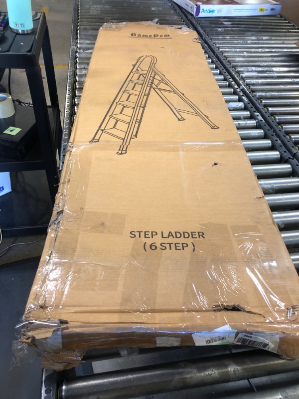 Photo 1 of Lightweight Aluminum 6 Step Ladder Folding Step Stool Stepladders with Anti-Slip and Wide Pedal for Home and Kitchen Use Space Saving (Brown Gold) Brown Gold 6 Step