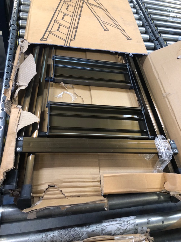 Photo 1 of Lightweight Aluminum 6 Step Ladder Folding Step Stool Stepladders with Anti-Slip and Wide Pedal for Home and Kitchen Use Space Saving (Brown Gold) Brown Gold 6 Step