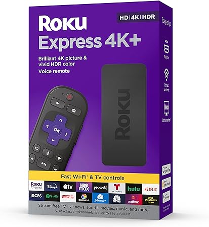 Photo 1 of Roku Express 4K+ | Roku Streaming Device 4K/HDR, Roku Voice Remote, Free & Live TV
