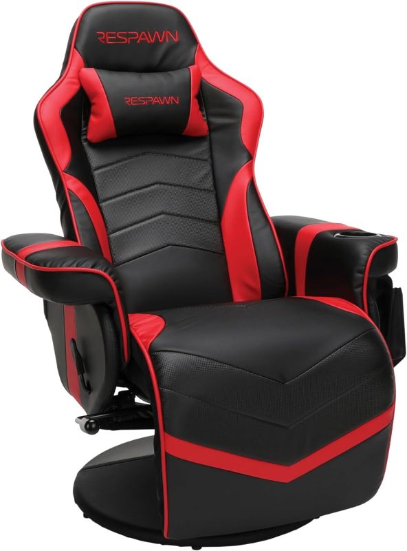 Photo 1 of RESPAWN 900 Gaming Recliner - Video Games Console Recliner Chair, Computer Recliner, Adjustable Leg Rest and Recline, Recliner with Cupholder, Reclining Gaming Chair with Footrest - Red
