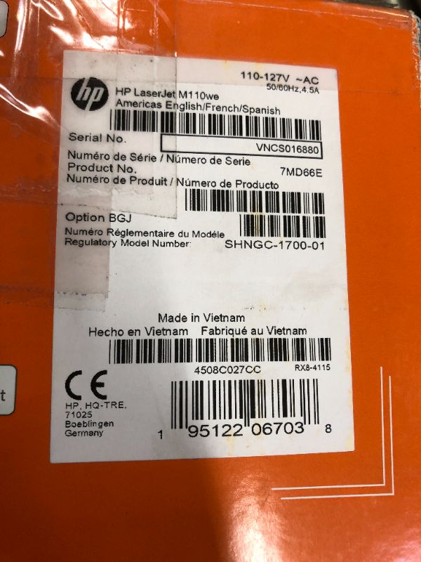 Photo 2 of HP LaserJet M110we Wireless Black and White Printer