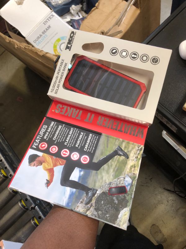 Photo 2 of 10,000 mAh Solar Charging Power Bank - Red - TPBSF02-039

