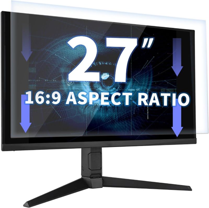 Photo 1 of 2-Pack 27 Inch Computer Screen Protector Blue Light and Anti Glare Filter, Eye Protection Computer Blue Light Blocking Screen for 27" with 16:9 Aspect Ratio Widescreen Computer Monitor
