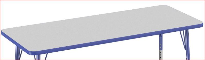 Photo 1 of Factory Direct Partners 10005-GYBK Rectangle Activity School and Office Table (24" x 60"), Standard Legs with Ball Glides, Adjustable Height 19-30" - Gray Top and Blue Edge Gray/Blue 24" x 60" does not come with legs