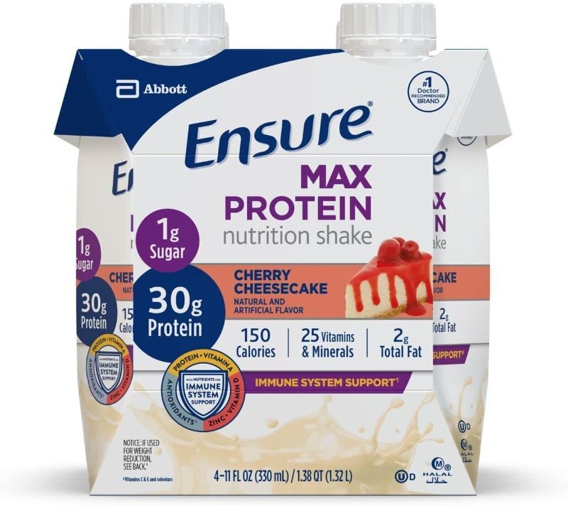 Photo 1 of Ensure Max Protein Nutrition Shake, with 30g of Protein - Cherry Cheesecake - 10/1/24