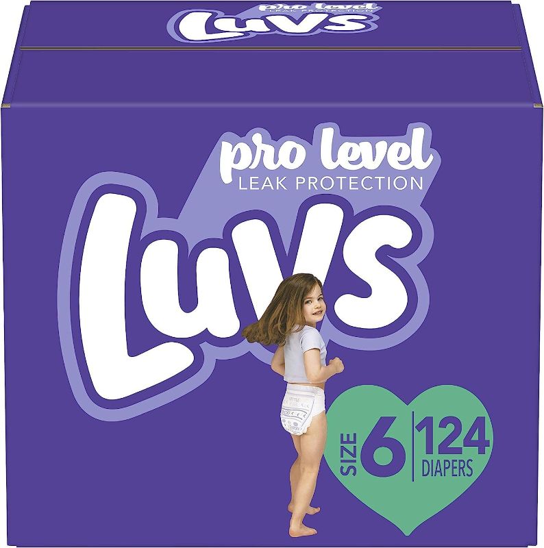 Photo 1 of Luvs (LUVSD) Diapers Size 6, 124 Count - Luvs Ultra Leakguards Disposable Baby Diapers, ONE MONTH SUPPLY (Packaging May Vary)