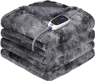 Photo 1 of SEALY Electric Blanket Heated Throw, Faux Fur Heating Blanket with 6 Heat Settings & 2-10 Hours Auto Shut Off, Fast Heating & ETL Certification, 50x60 Inch, Grey https://a.co/d/2YQxrq4