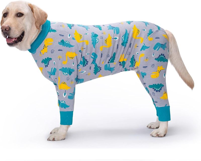 Photo 1 of Dog Recovery Suit After Surgery Soft Long Sleeve Dog Neuter Shirt Cone Alternatives, Prevent Licking Dog Surgical Onesies for Large Medium Dog Shedding Suit (4XL, Dinosaur) https://a.co/d/6YnXbkh