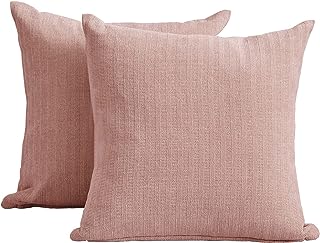 Photo 1 of PLEASANT BOULEVARD | Chenille Pillow Case Covers 20 by 20 Inch, Soft Cozy Decorative Cushion for Home Bedroom Living Room Bed Sofa Chair (Pink, 2 Pack) https://a.co/d/fablKNW