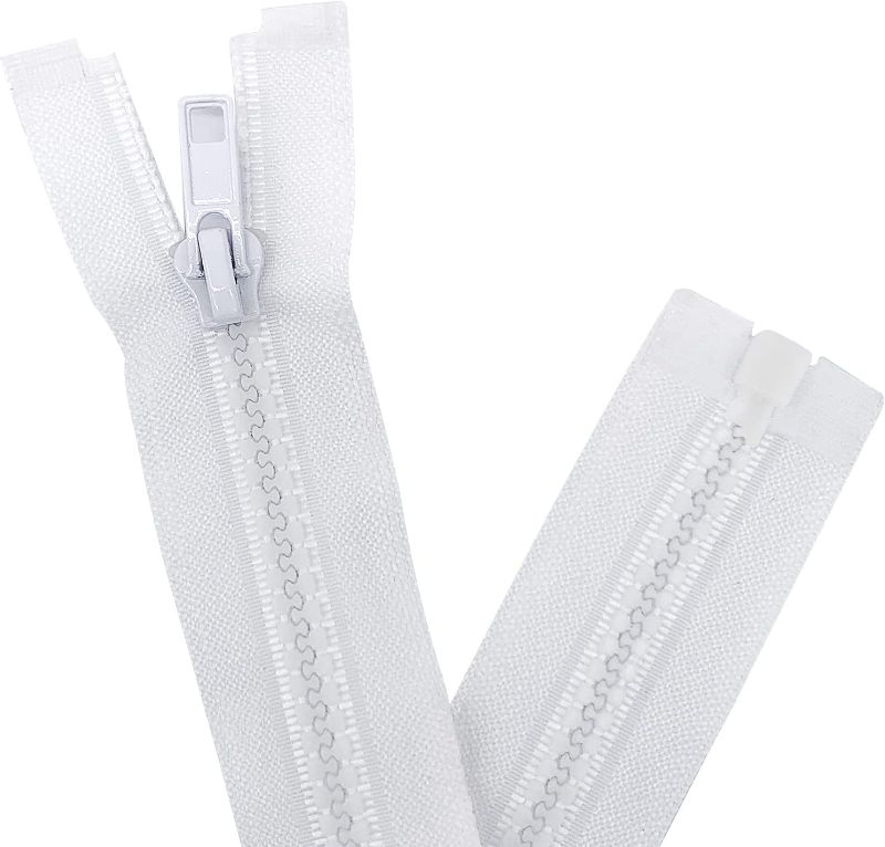 Photo 1 of 2PCS #5 7 Inch Separating Jacket Zippers for Sewing Coats Jacket Zipper White Molded Plastic Zippers Bulk Tailor DIY Sewing Tools for Garment/Bags/Home Textile
