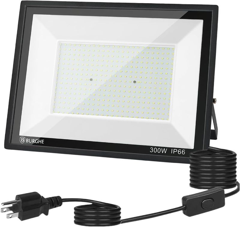 Photo 1 of LED Flood Light with Switch 300W IP66 Waterproof Professional Outdoor Floodlight (1 Pack)
