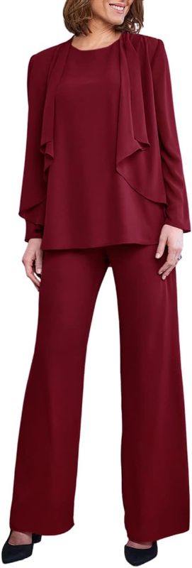 Photo 1 of 3XL Zongqiven Women's Mother Pant Suits 3 Pcs Chiffon Wedding Guest Outfit Sets for Evening Party Prom
