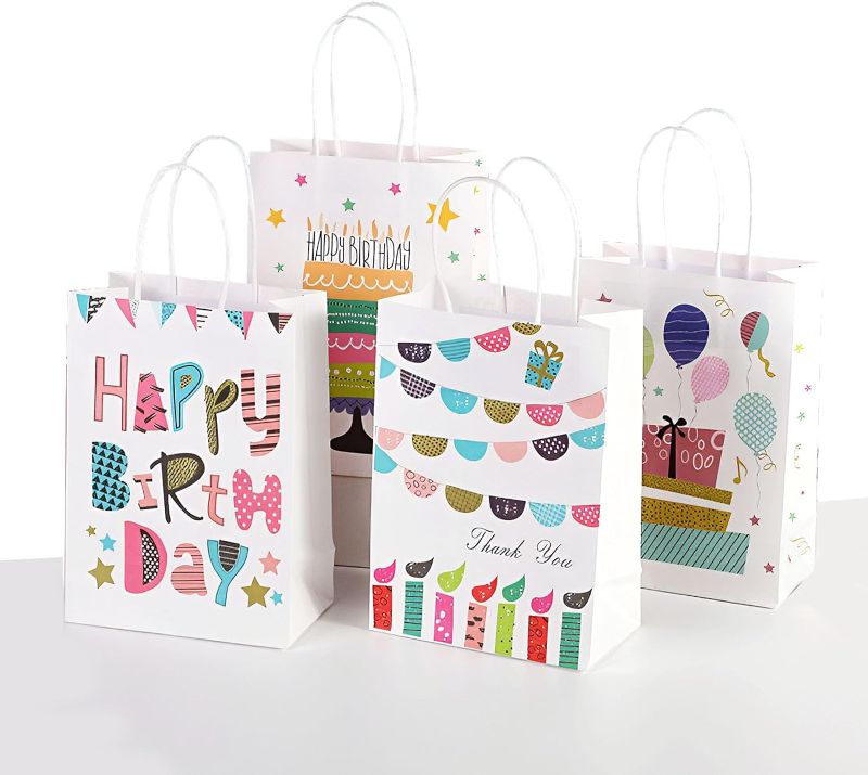 Photo 1 of 28 Pack Birthday Goodie Bags,Birthday Party Favor Bags for Kids,Medium Size Gift Bags for Kids Party Favors,Assorted Colors
