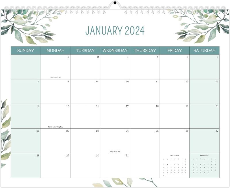 Photo 1 of 2pc Calendar 2024-12 Months Wall Calendar from January 2024 to December 2024, 15" X 11.8" Large Twin-Wire Binding Monthly Weekly Planner Academic Calendar
