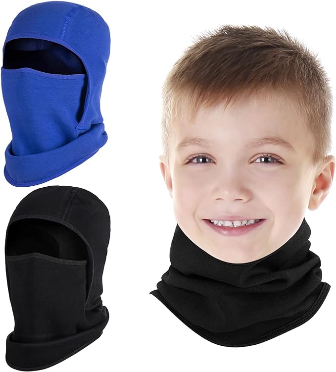 Photo 1 of 2 Pack Kids Balaclava Face Mask for Boy Girl, Winter Hat Ski Mask for Cold Weather, Face Warmer for Skiing Cycling
