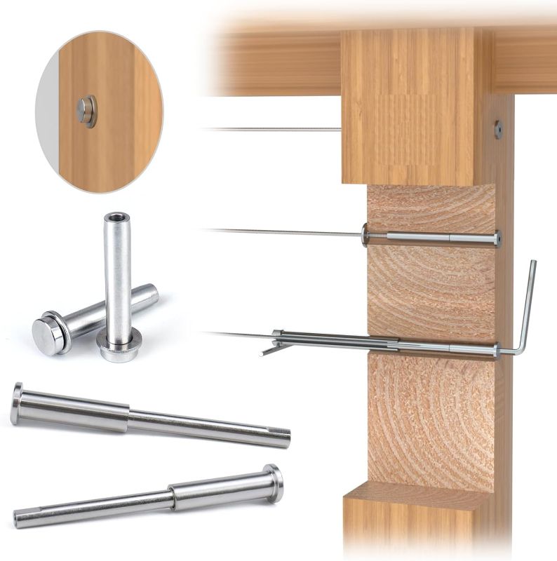 Photo 1 of Muzata 20Set 1/8" Invisible Cable Railing Kit Swage Tensioner and Terminal Hidden T316 Stainless Steel Threaded Stud for 2"x2" 4"x4" Wood Metal Post Deck Stairs Railing CR52

